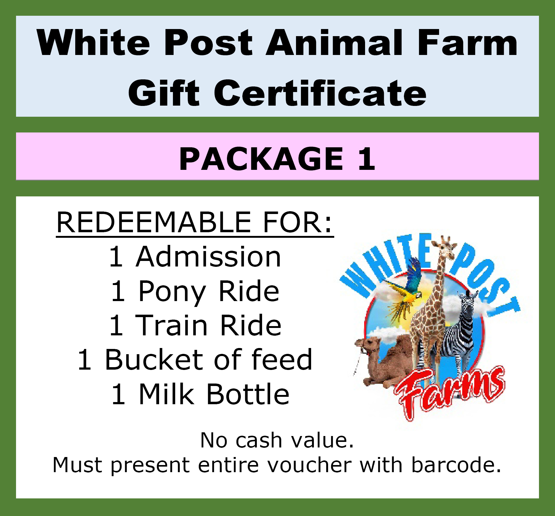 Gift Certificates White Post Animal Farm of Melville
